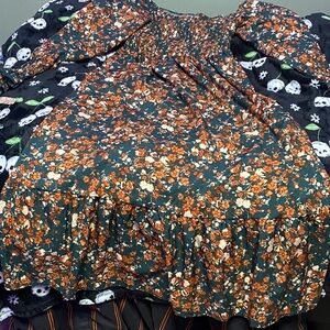 Amazon Essentials Floral Dress - Green and Orange